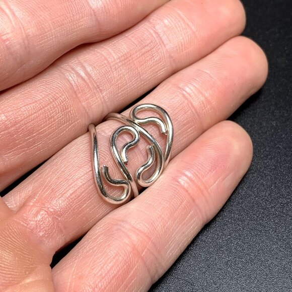 VTG Sterling Silver 925 Freeform Design Abstract Band 4.25mm Ring Size 6.25 - Picture 5 of 11